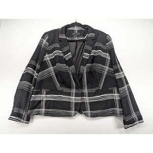 Black & White Plaid Women's Blazer Jacket